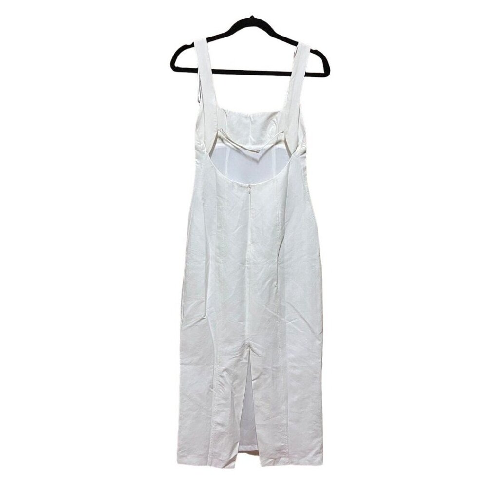 Zara Linen Blend Ivory Midi Dress With Open Back & Spaghetti Strap Detail Size S - Picture 3 of 6